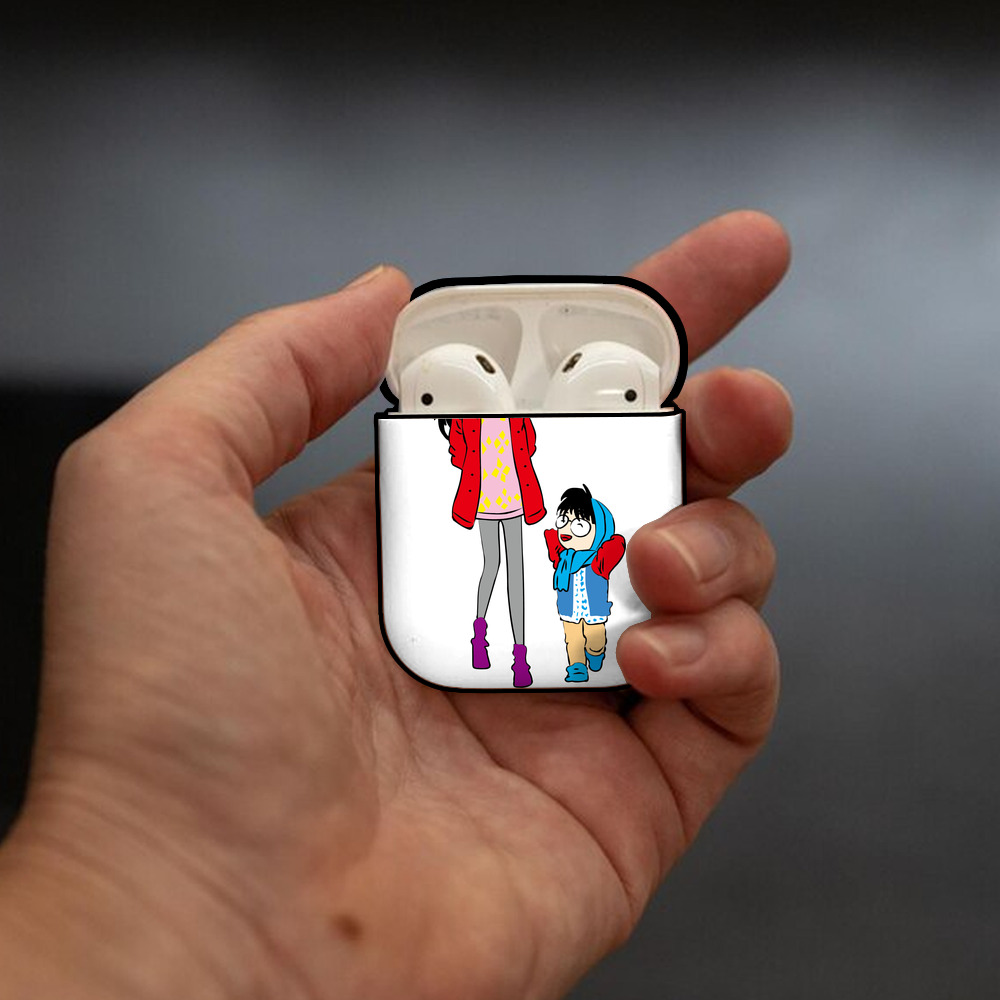名探偵コナン 江戸川 コナン Detective Conan Conan Edogawa AirPods 第2世代保護ケース ハードシェル ブラック 耐衝撃・防指紋・カラビナ付き