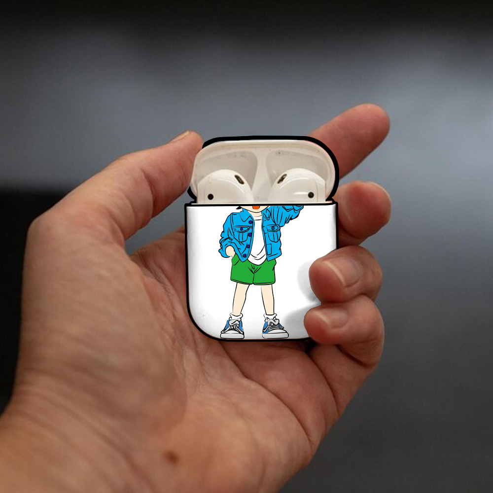 名探偵コナン 江戸川 コナン Detective Conan Conan Edogawa AirPods 第2世代保護ケース ハードシェル ブラック 耐衝撃・防指紋・カラビナ付き