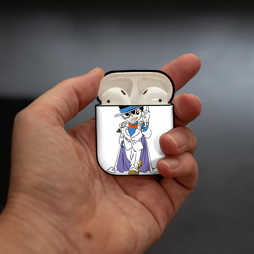 名探偵コナン 江戸川 コナン Detective Conan Conan Edogawa AirPods 第2世代保護ケース ハードシェル ブラック 耐衝撃・防指紋・カラビナ付き