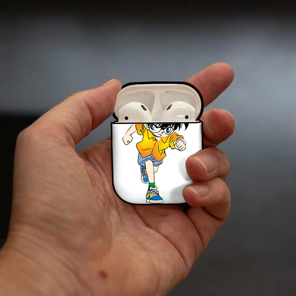 名探偵コナン 江戸川 コナン Detective Conan Conan Edogawa AirPods 第2世代保護ケース ハードシェル ブラック 耐衝撃・防指紋・カラビナ付き