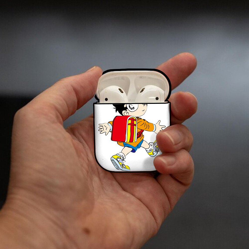 名探偵コナン 江戸川 コナン Detective Conan Conan Edogawa AirPods 第2世代保護ケース ハードシェル ブラック 耐衝撃・防指紋・カラビナ付き