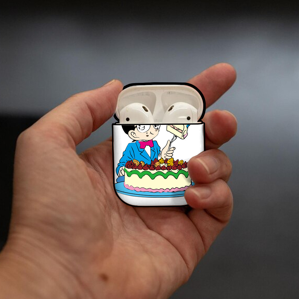 名探偵コナン 江戸川 コナン Detective Conan Conan Edogawa AirPods 第2世代保護ケース ハードシェル ブラック 耐衝撃・防指紋・カラビナ付き