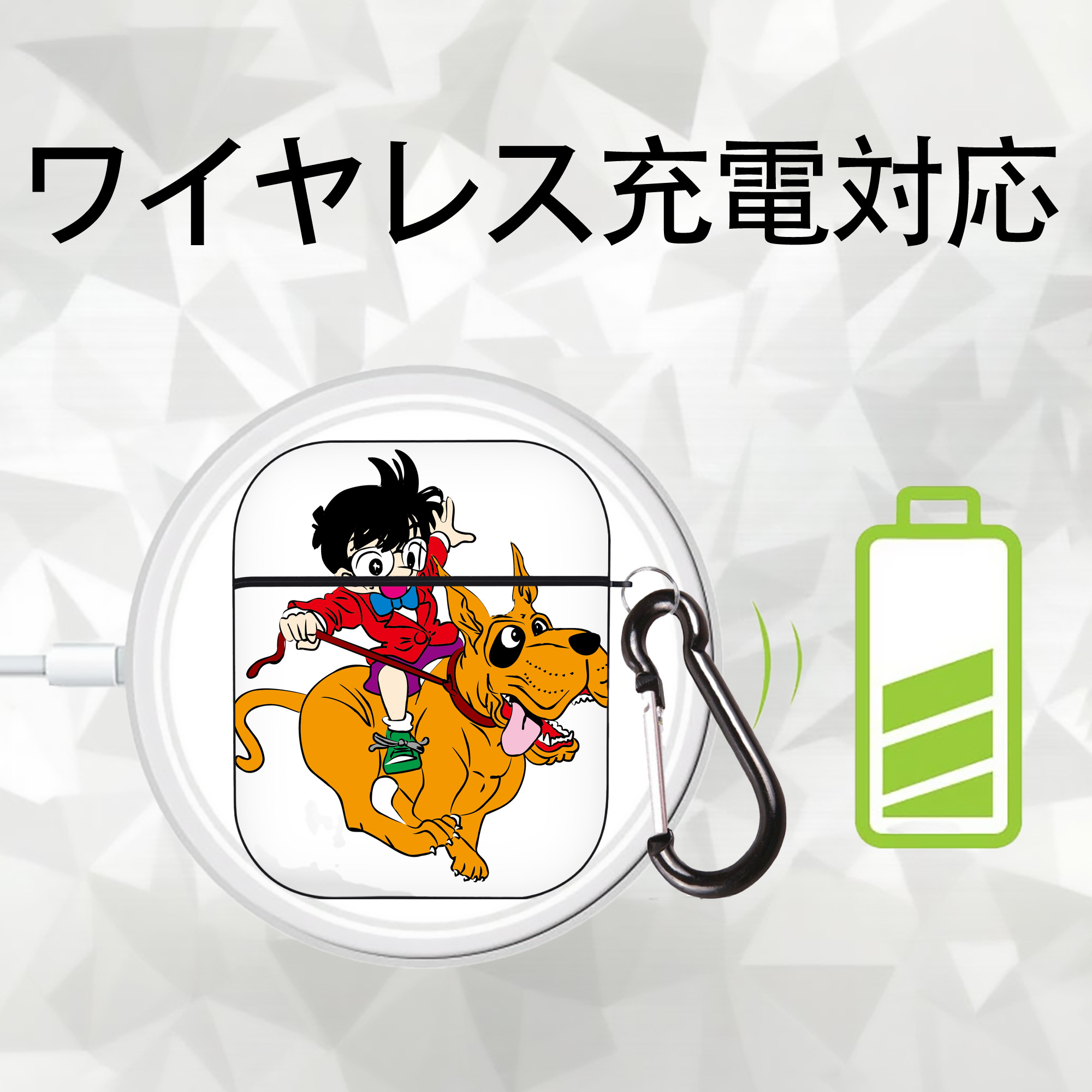 名探偵コナン 江戸川 コナン Detective Conan Conan Edogawa AirPods 第2世代保護ケース ハードシェル ブラック 耐衝撃・防指紋・カラビナ付き
