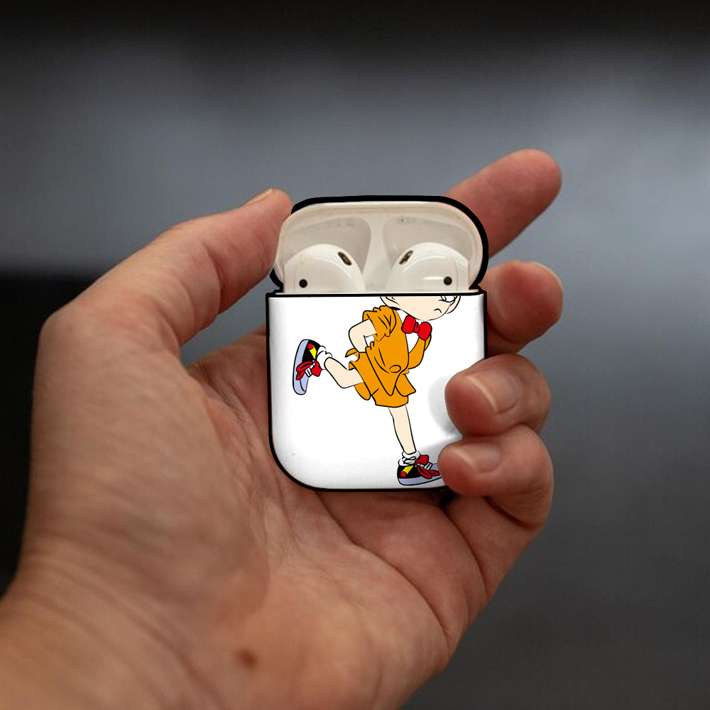 名探偵コナン 江戸川 コナン Detective Conan Conan Edogawa AirPods 第2世代保護ケース ハードシェル ブラック 耐衝撃・防指紋・カラビナ付き