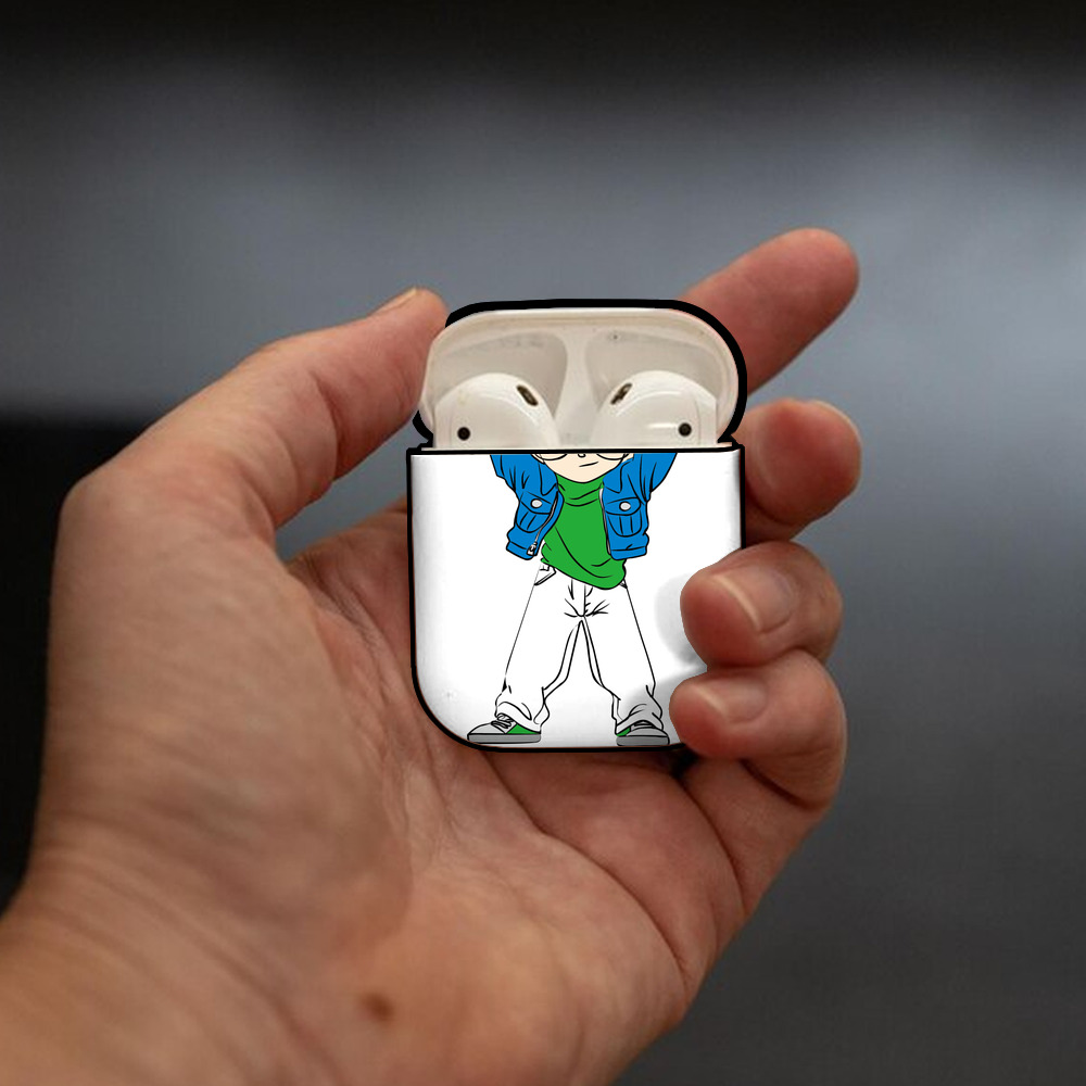 名探偵コナン 江戸川 コナン Detective Conan Conan Edogawa AirPods 第2世代保護ケース ハードシェル ブラック 耐衝撃・防指紋・カラビナ付き