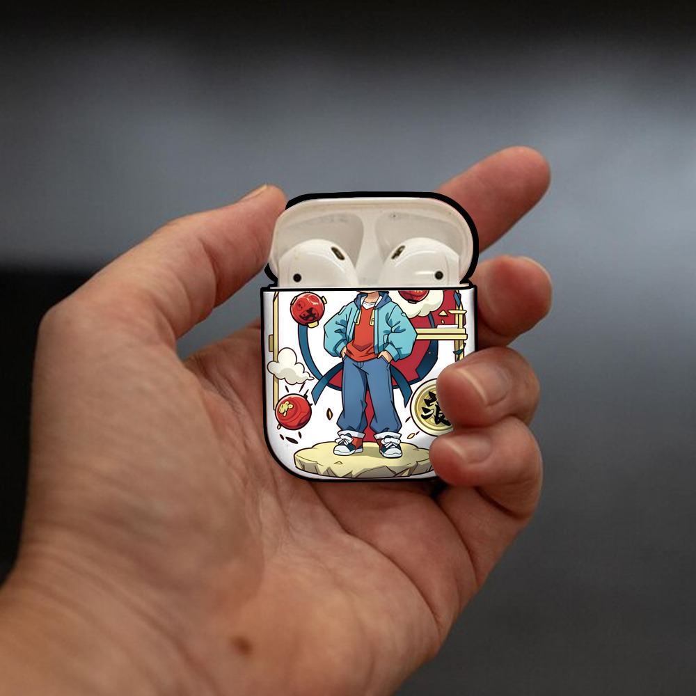 名探偵コナン 江戸川 コナン Detective Conan Conan Edogawa AirPods 第2世代保護ケース ハードシェル ブラック 耐衝撃・防指紋・カラビナ付き