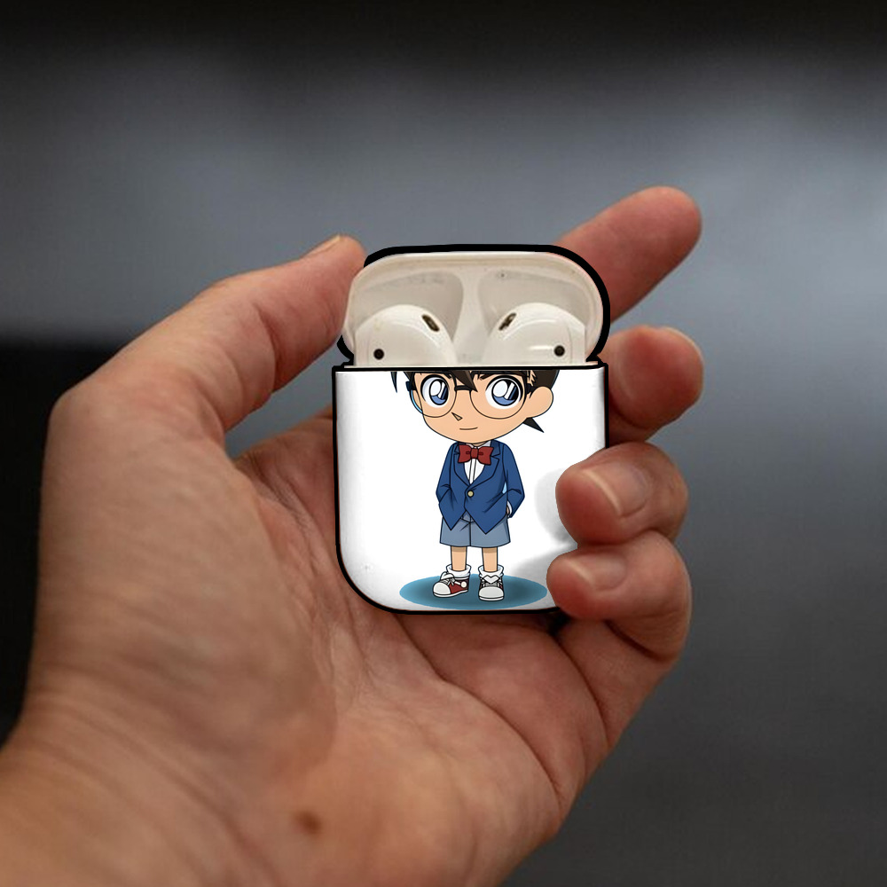 名探偵コナン 江戸川 コナン Detective Conan Conan Edogawa AirPods 第2世代保護ケース ハードシェル ブラック 耐衝撃・防指紋・カラビナ付き