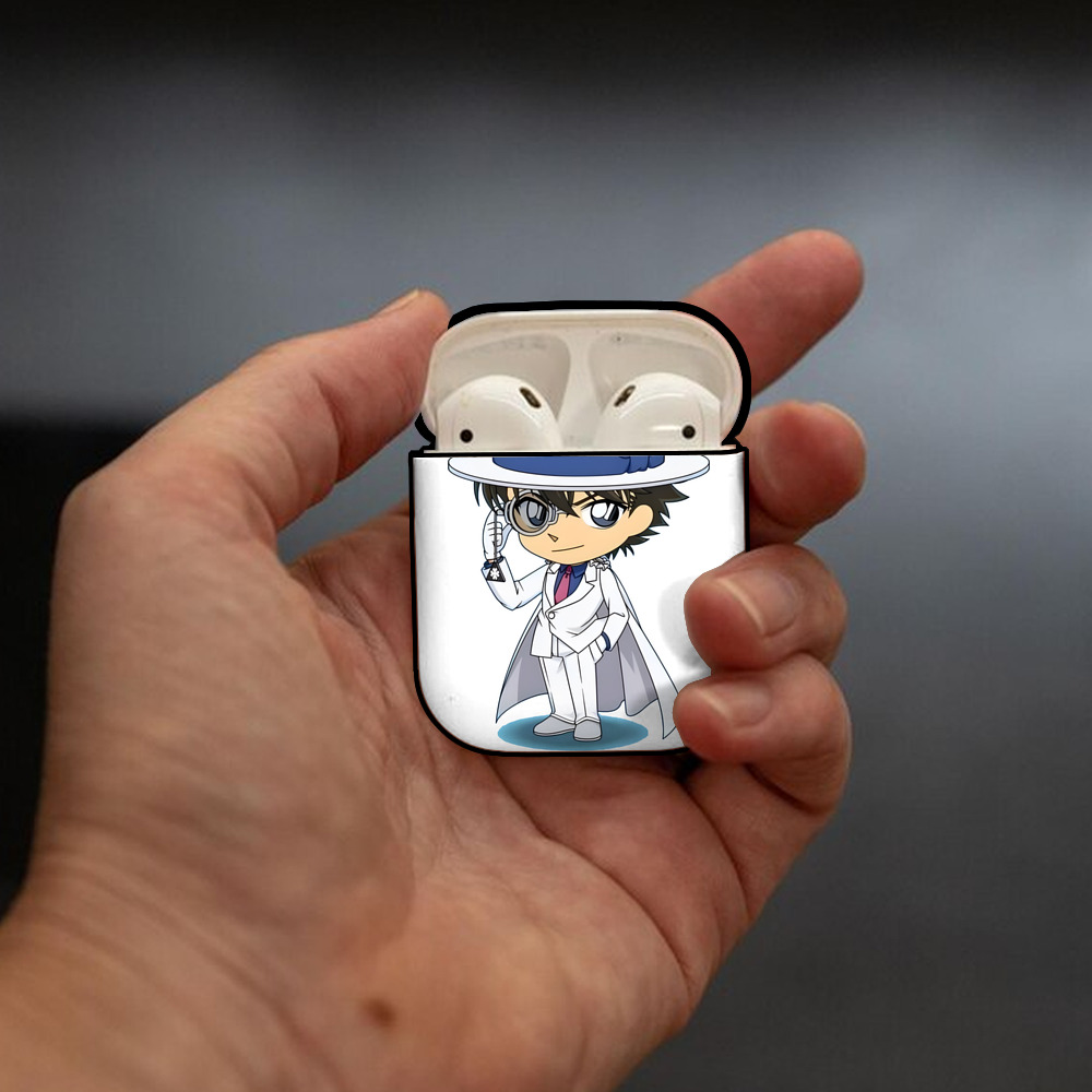 名探偵コナン くろば かいと Detective Conan Kuroba Kaito AirPods 第2世代保護ケース ハードシェル ブラック 耐衝撃・防指紋・カラビナ付き