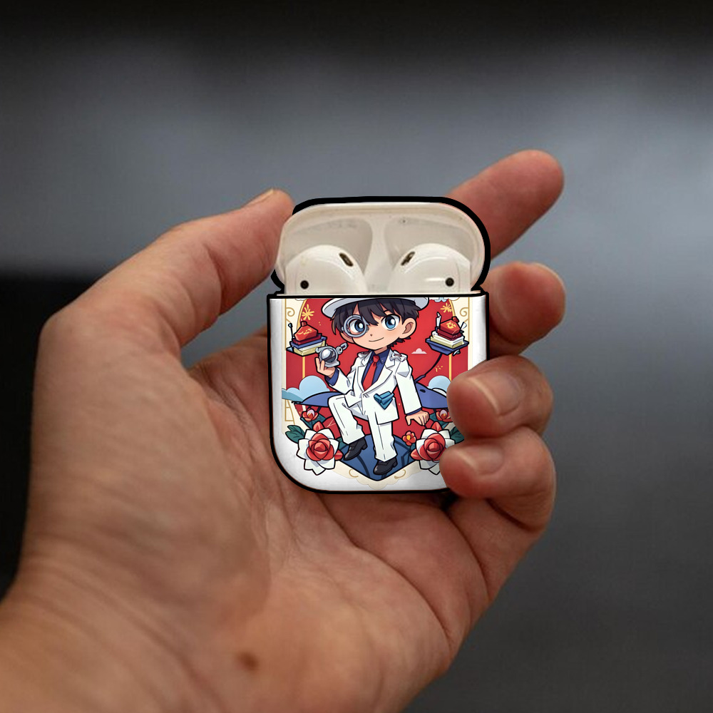 名探偵コナン くろば かいと Detective Conan Kuroba Kaito AirPods 第2世代保護ケース ハードシェル ブラック 耐衝撃・防指紋・カラビナ付き