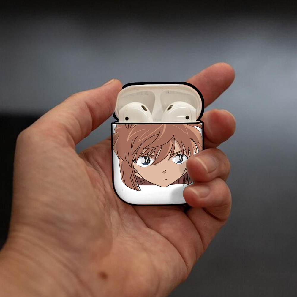 名探偵コナン 灰原 哀 はいばら あい Detective Conan Anita Hailey、Vi Graythorn Haibara Ai AirPods 第2世代保護ケース ハードシェル ブラック 耐衝撃・防指紋・カラビナ付き