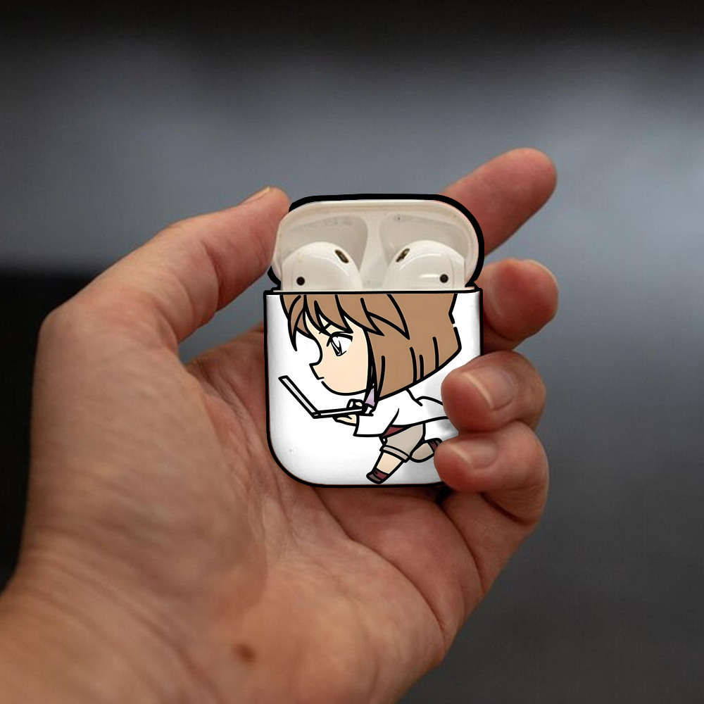名探偵コナン 灰原 哀 はいばら あい Detective Conan Anita Hailey、Vi Graythorn Haibara Ai AirPods 第2世代保護ケース ハードシェル ブラック 耐衝撃・防指紋・カラビナ付き