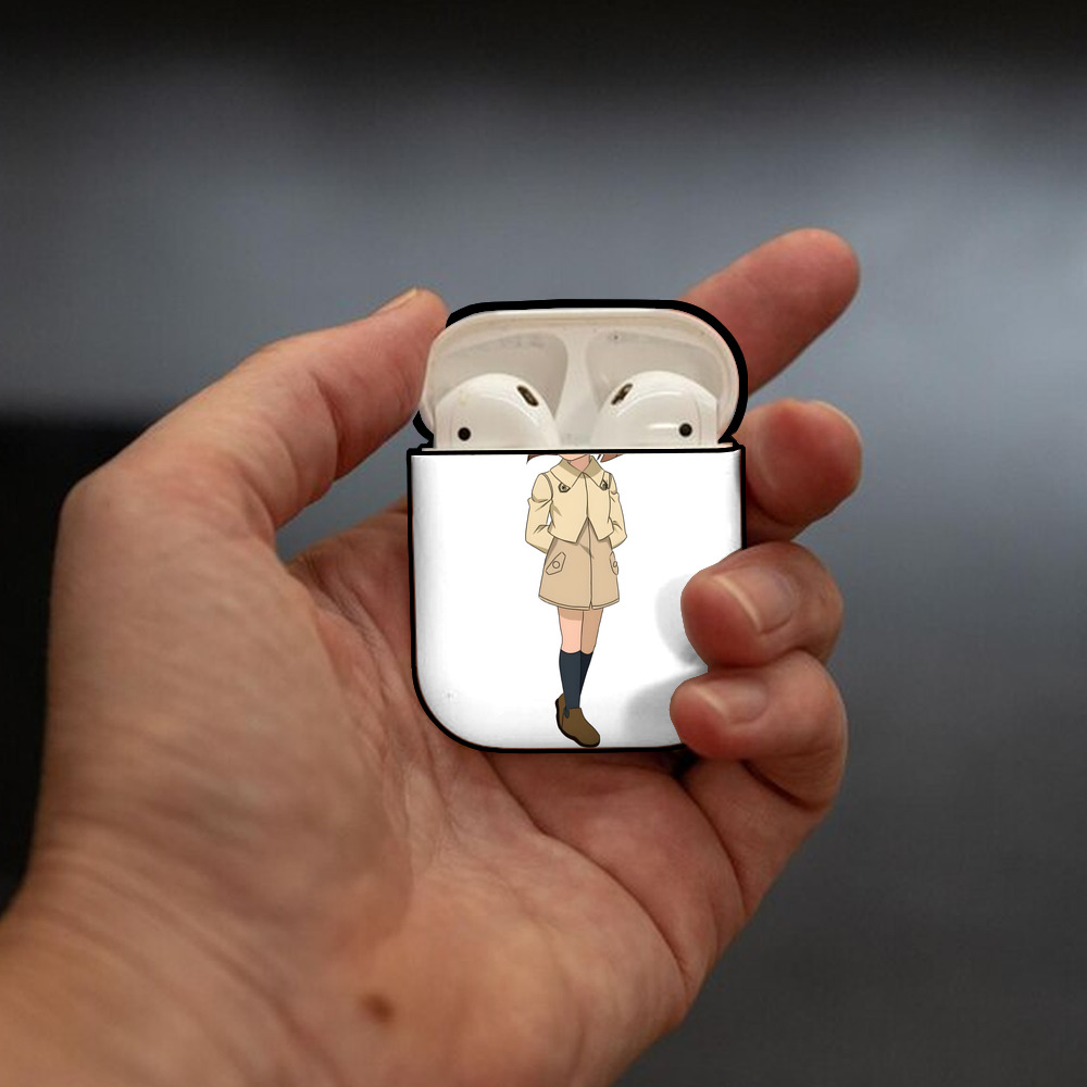 名探偵コナン 灰原 哀 はいばら あい Detective Conan Anita Hailey、Vi Graythorn Haibara Ai AirPods 第2世代保護ケース ハードシェル ブラック 耐衝撃・防指紋・カラビナ付き