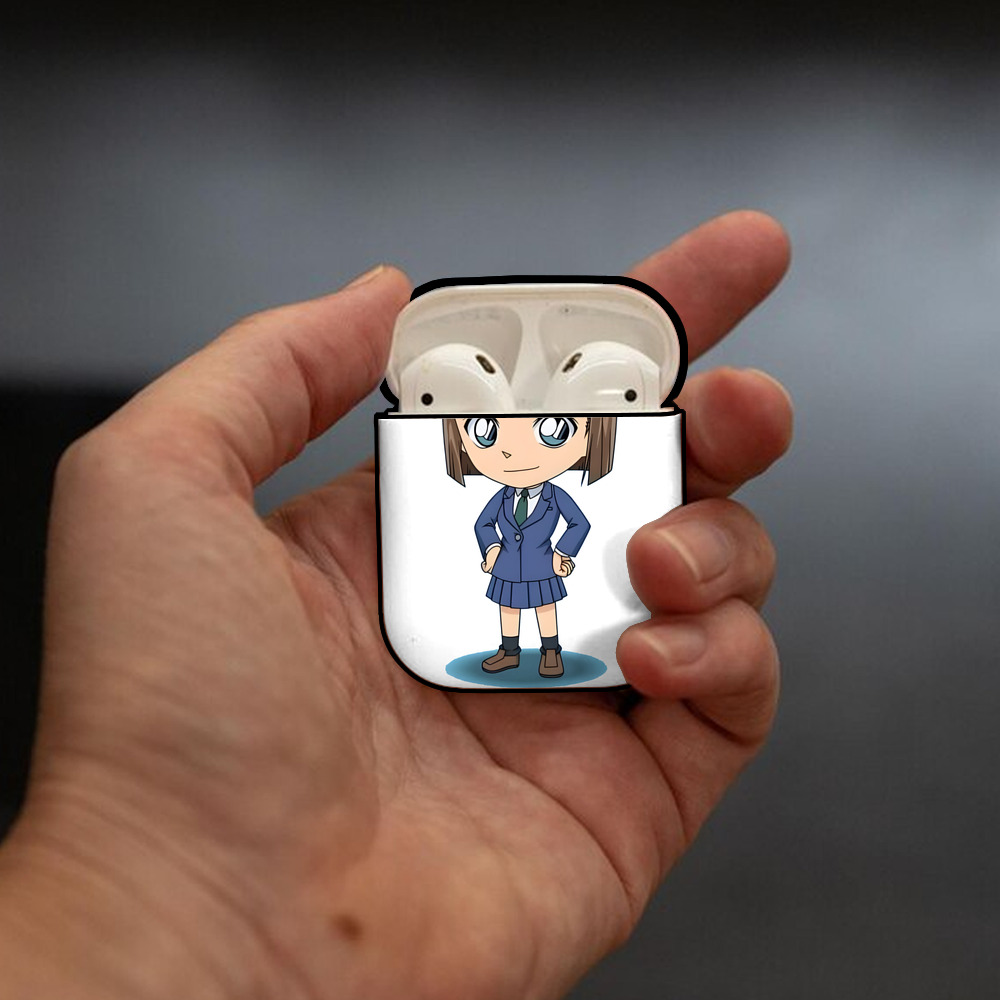 名探偵コナン 吉田 歩美 よしだ あゆみ Detective Conan my Yeager AirPods 第2世代保護ケース ハードシェル ブラック 耐衝撃・防指紋・カラビナ付き