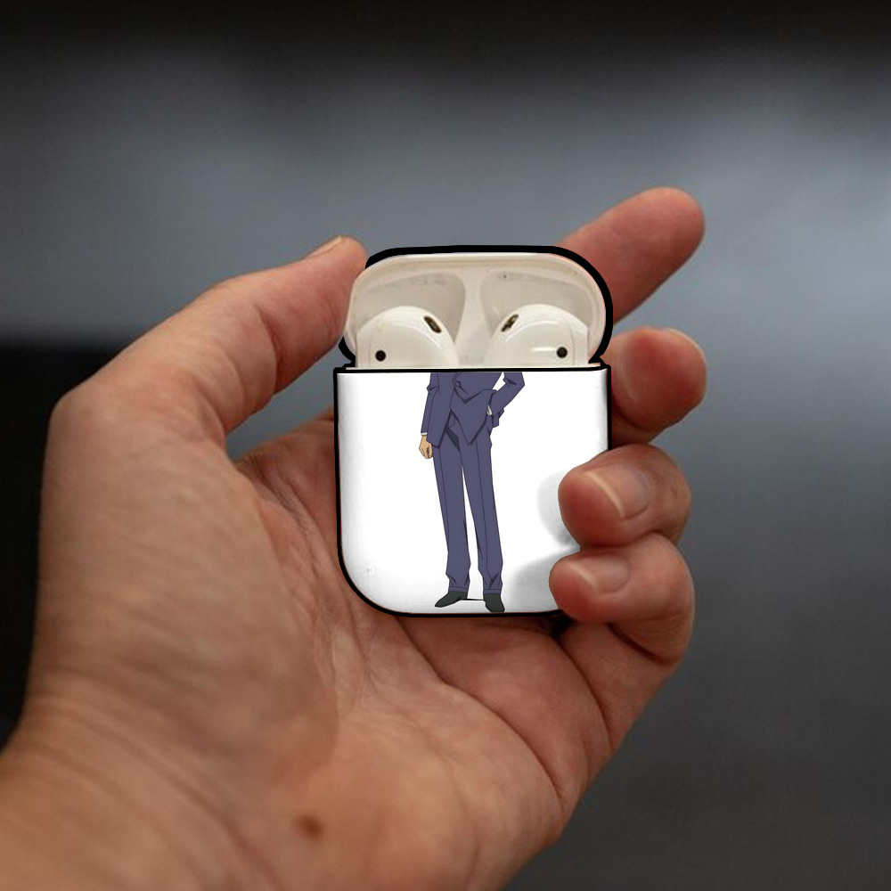 名探偵コナン 毛利 小五郎 もうり こごろう Detective Conan AirPods 第2世代保護ケース ハードシェル ブラック 耐衝撃・防指紋・カラビナ付き