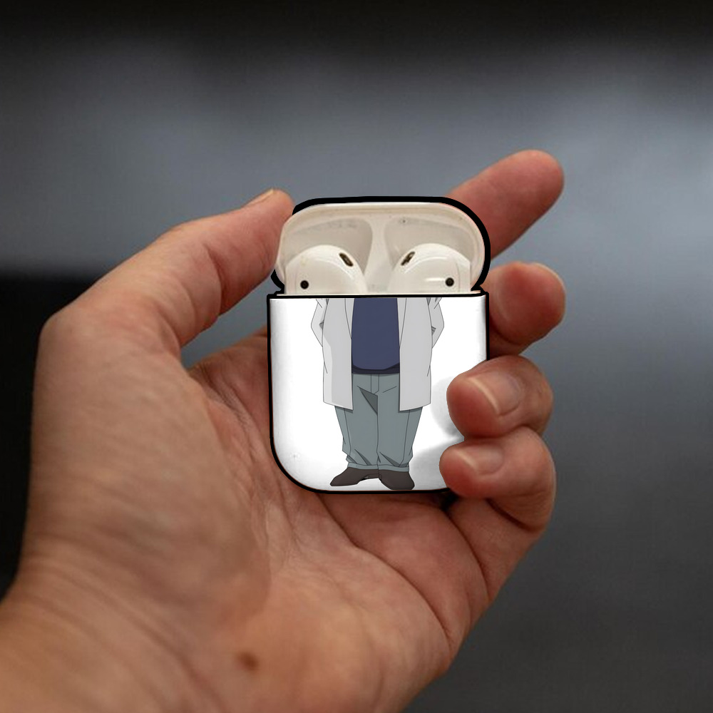名探偵コナン あがさ ひろし Detective Conan Agasa Hiroshi AirPods 第2世代保護ケース ハードシェル ブラック 耐衝撃・防指紋・カラビナ付き