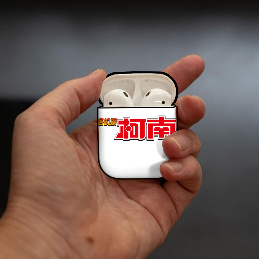 名探偵コナン Detective Conan AirPods 第2世代保護ケース ハードシェル ブラック 耐衝撃・防指紋・カラビナ付き